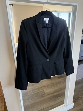 LOFT Black Single-Button Tailored Blazer